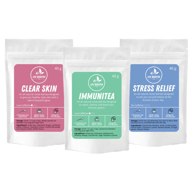 Trio Deal Pack: Immunitea, Clear Skin, Stress Relief - Life Booster Tea